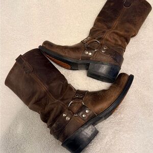 Double H Dark Brown Leather Heeled Boots